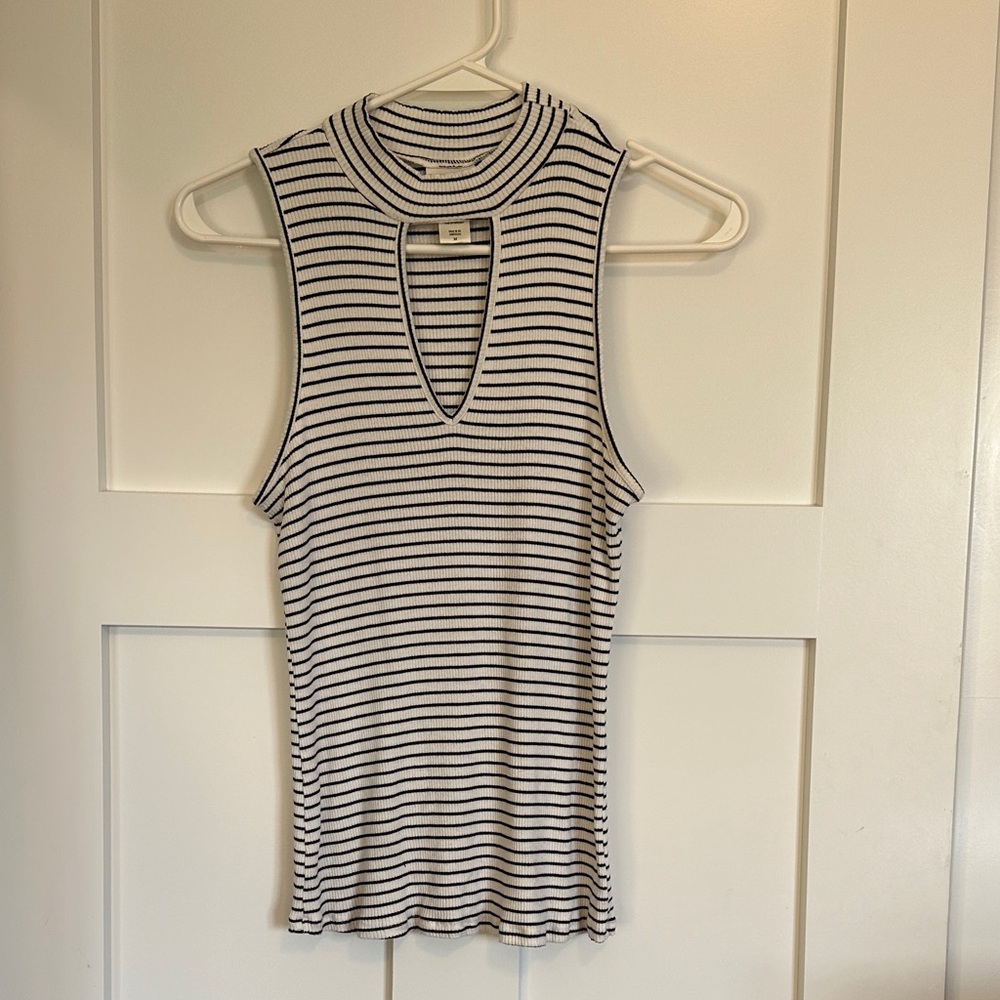 Daytrip Black and White Striped Tank Top